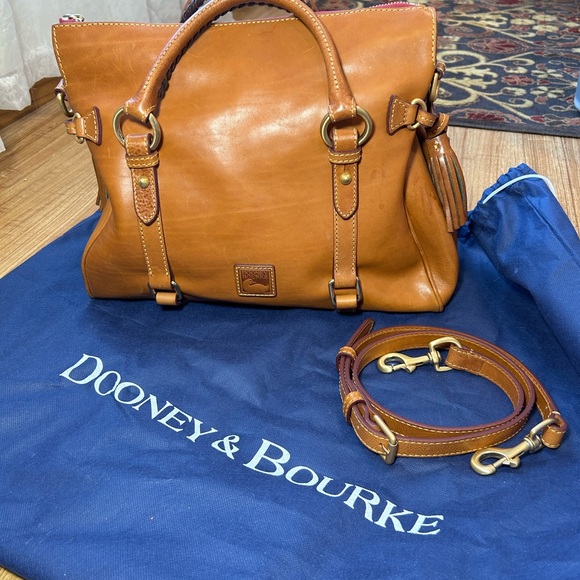 Dooney & Bourke Italian Florentine Leather Large Satchel Bag Natural - Picture 5 of 16
